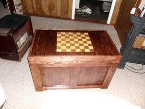 Here are two examples of custom made sea chest with inlaid chessboard. Built to last hundreds of years with proper care! (2)